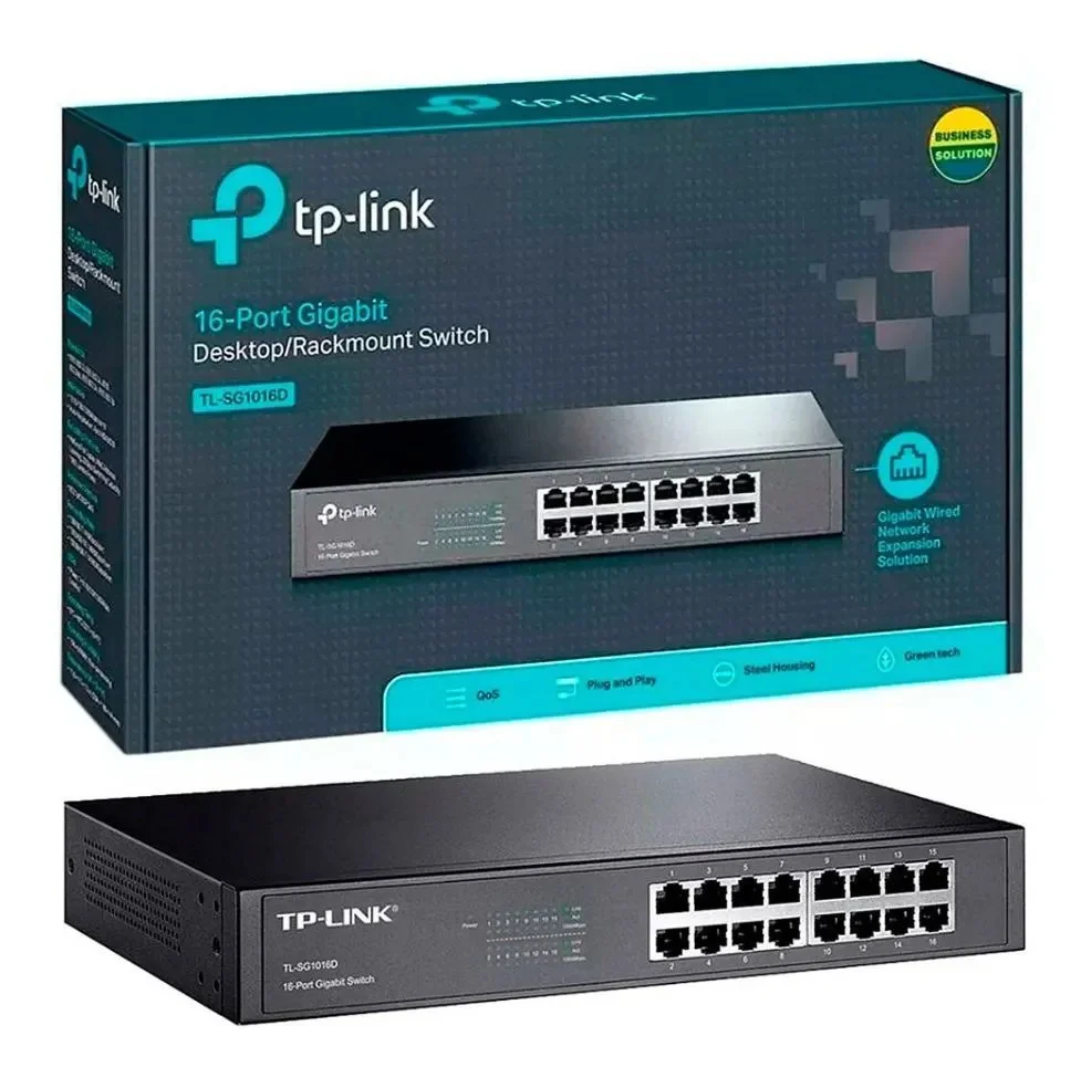 Switch Gigabit 16 Portas Tp-link Tl-sg1016d 10/100/1000 Cod: 1734